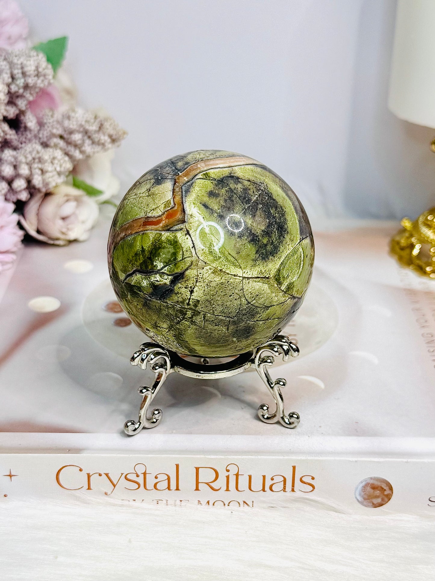 Money Agate Sphere on Stand 291g