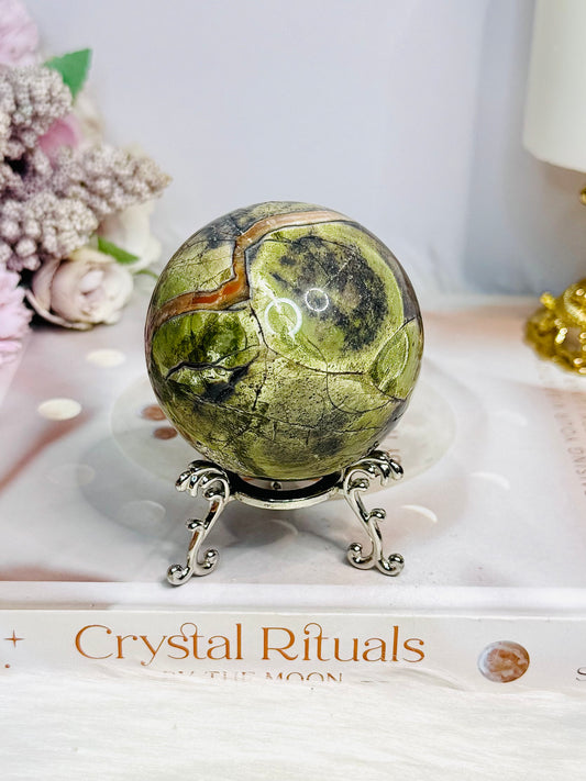 Money Agate Sphere on Stand 291g