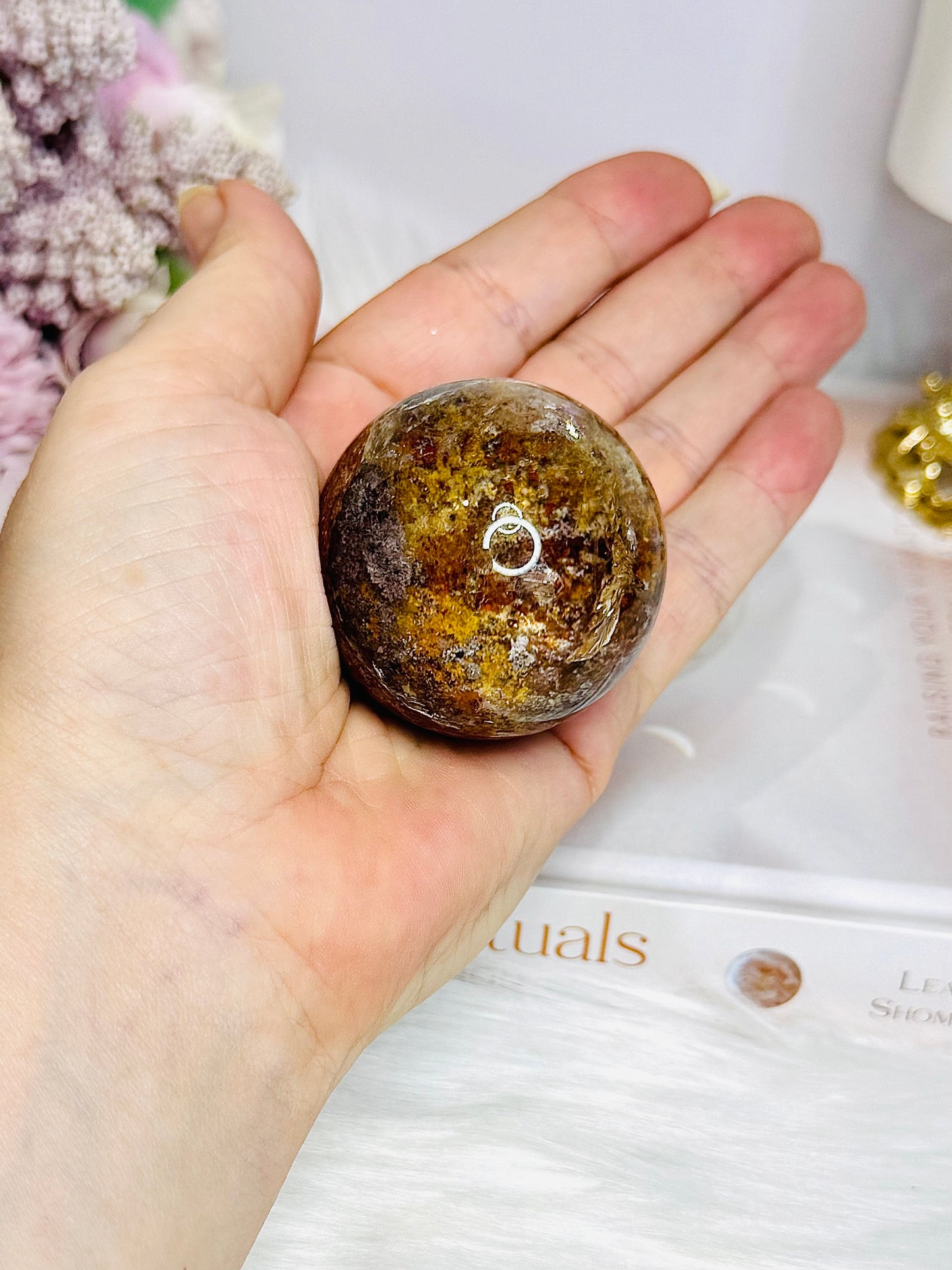 High Grade Garden Phantom Quartz | Lodolite Sphere on Stand 106g