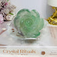 Watermelon Fluorite Carved Flower | Rose On Stand 10cm 250g