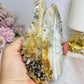 Large Druzy Quartz Carved Leaf on Stand 13cm 334g