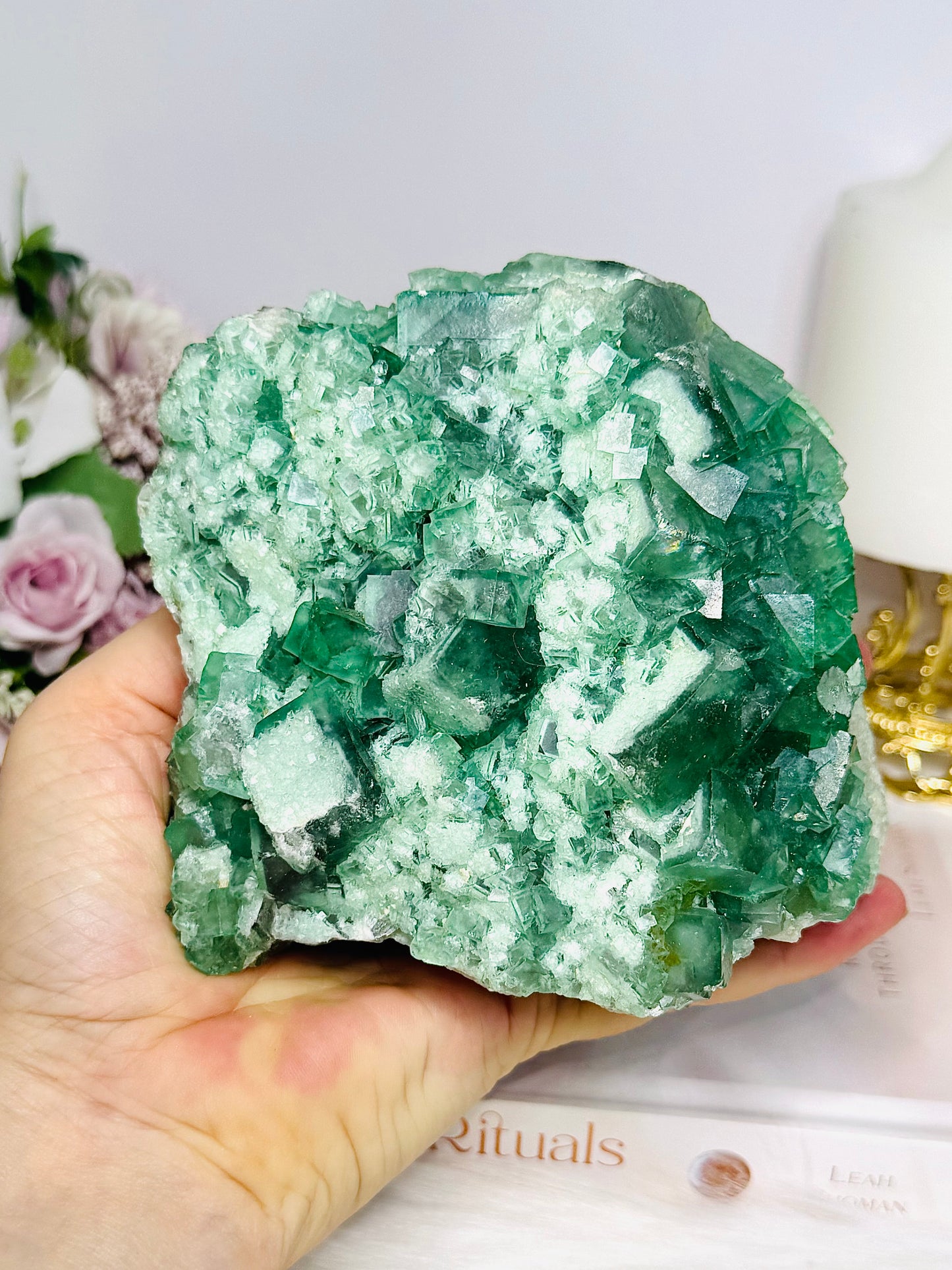 High Grade Green Cubed Fluorite Specimen 12cm 1.15KG