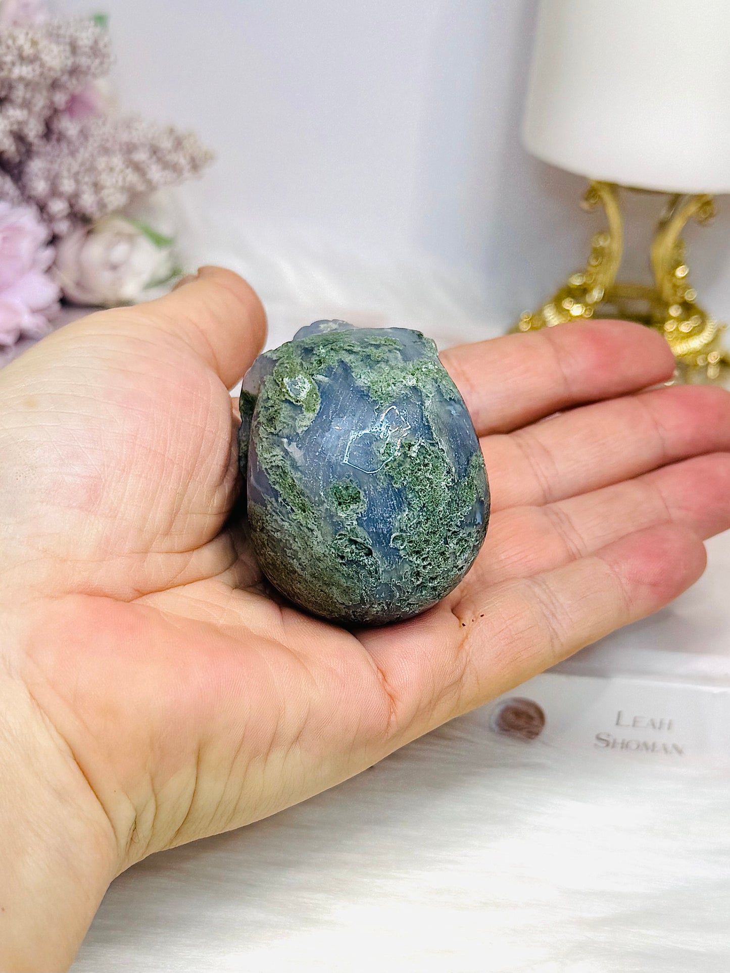 Moss Agate Carved Skull 5.5cm