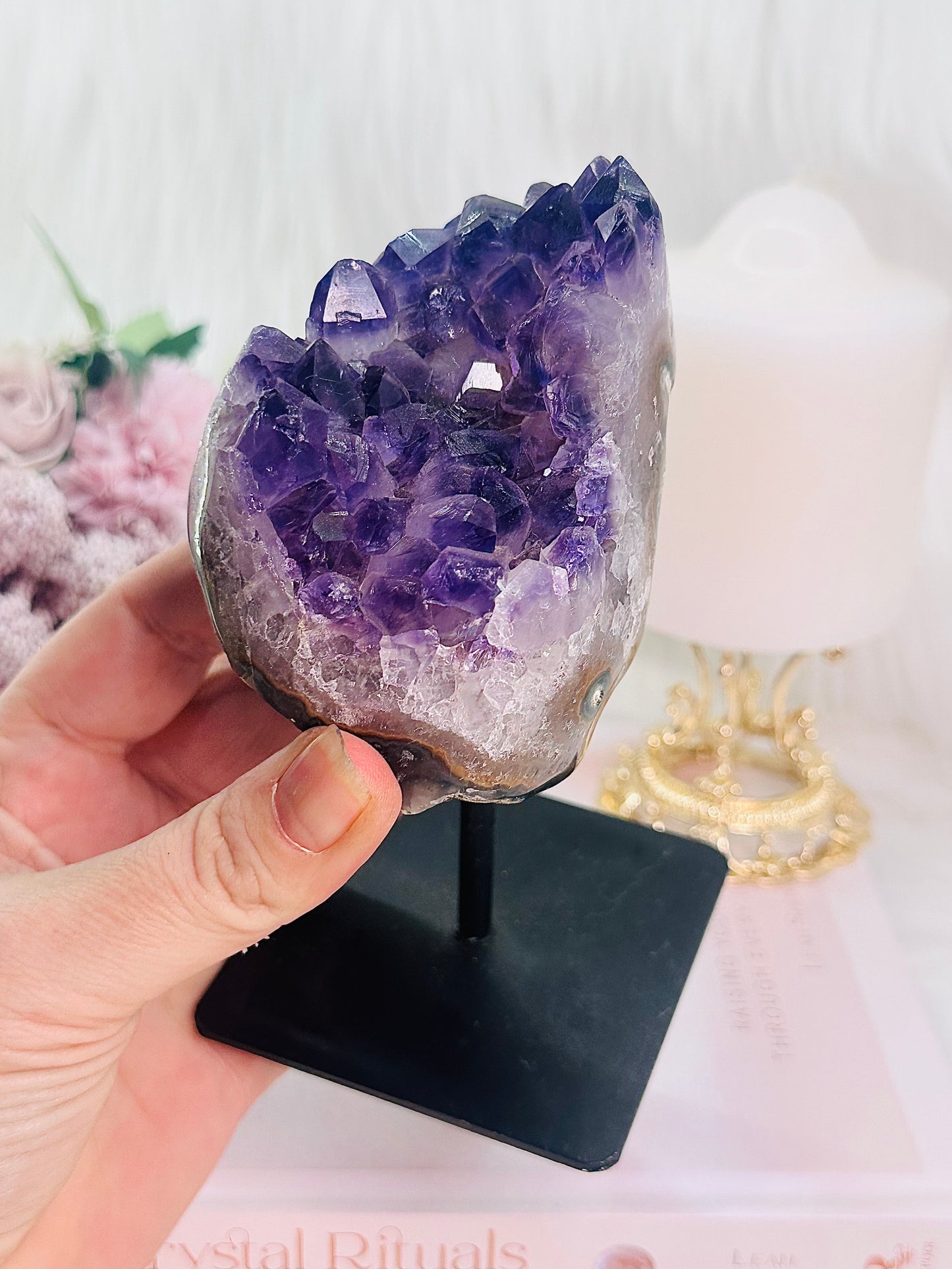 Absolutely Gorgeous High Grade Amethyst Cluster on Stand From Brazil 546grams