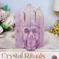 High Grade Kunzite Carved Indian Skull 8cm