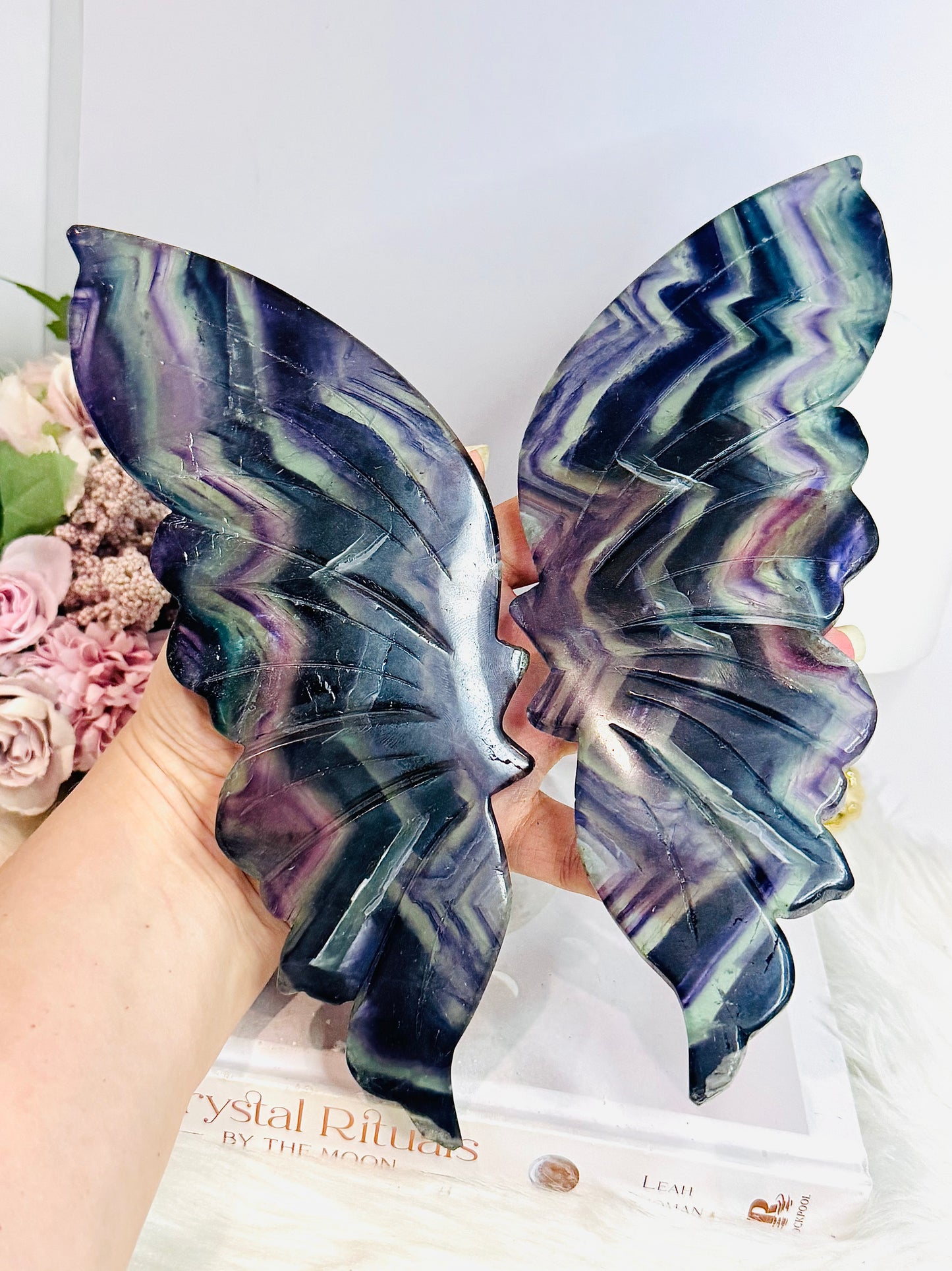 Huge Rainbow Fluorite Butterfly Wings 27cm