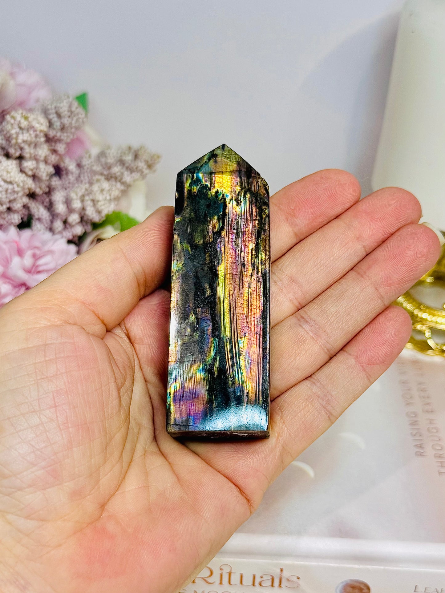 High Grade Labradorite Tower Full of Flash 8.5cm