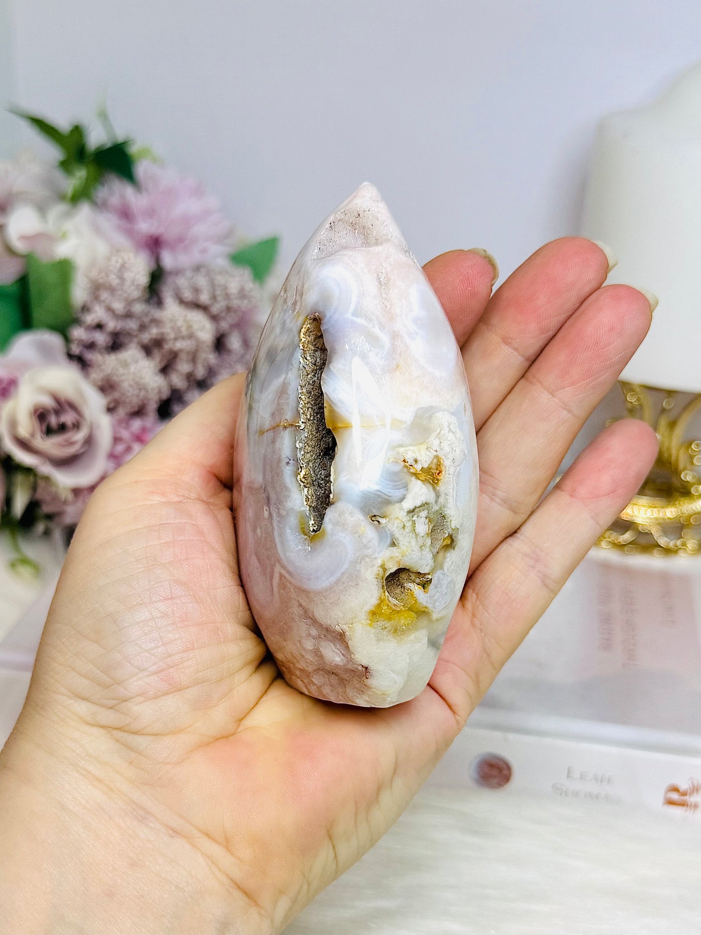 Druzy Pink Amethyst X Flower Agate Freeform | Flame 10cm 303g