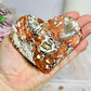 Large Money Agate Carved Heart On Stand 10.5cm