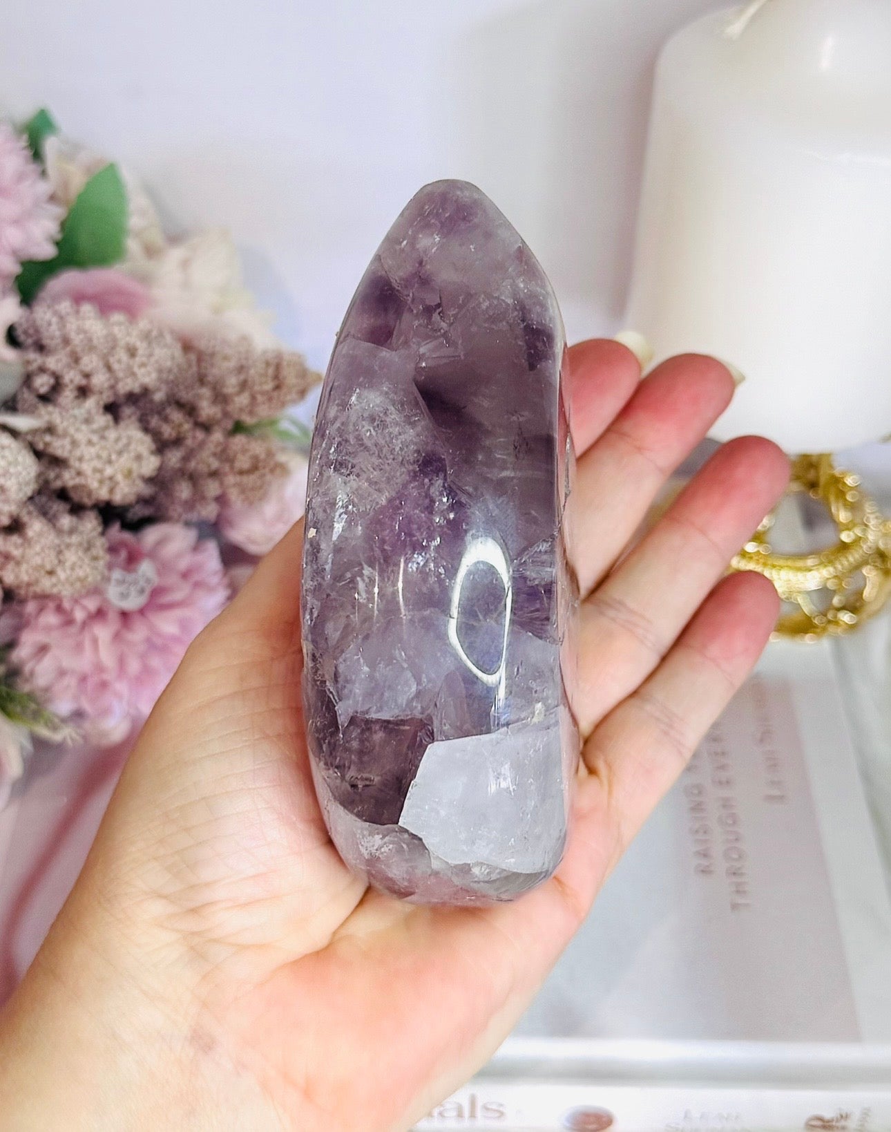 Polished Chunky Amethyst Flame | Freeform on Stand 17cm 683g