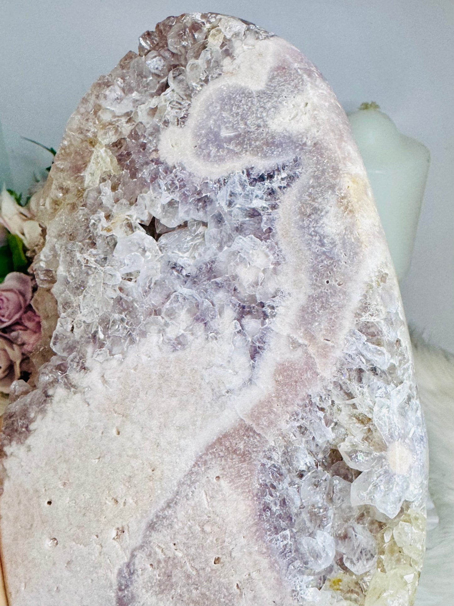 Huge Druzy Pink Amethyst Slab on Stand Full of Crystallisation 1.78KG 31cm