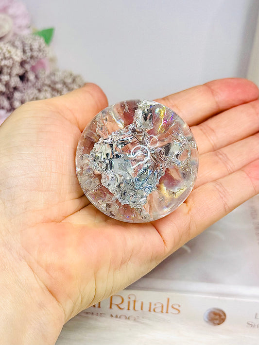 Fire & Ice Crackle Quartz Sphere On Stand 145g