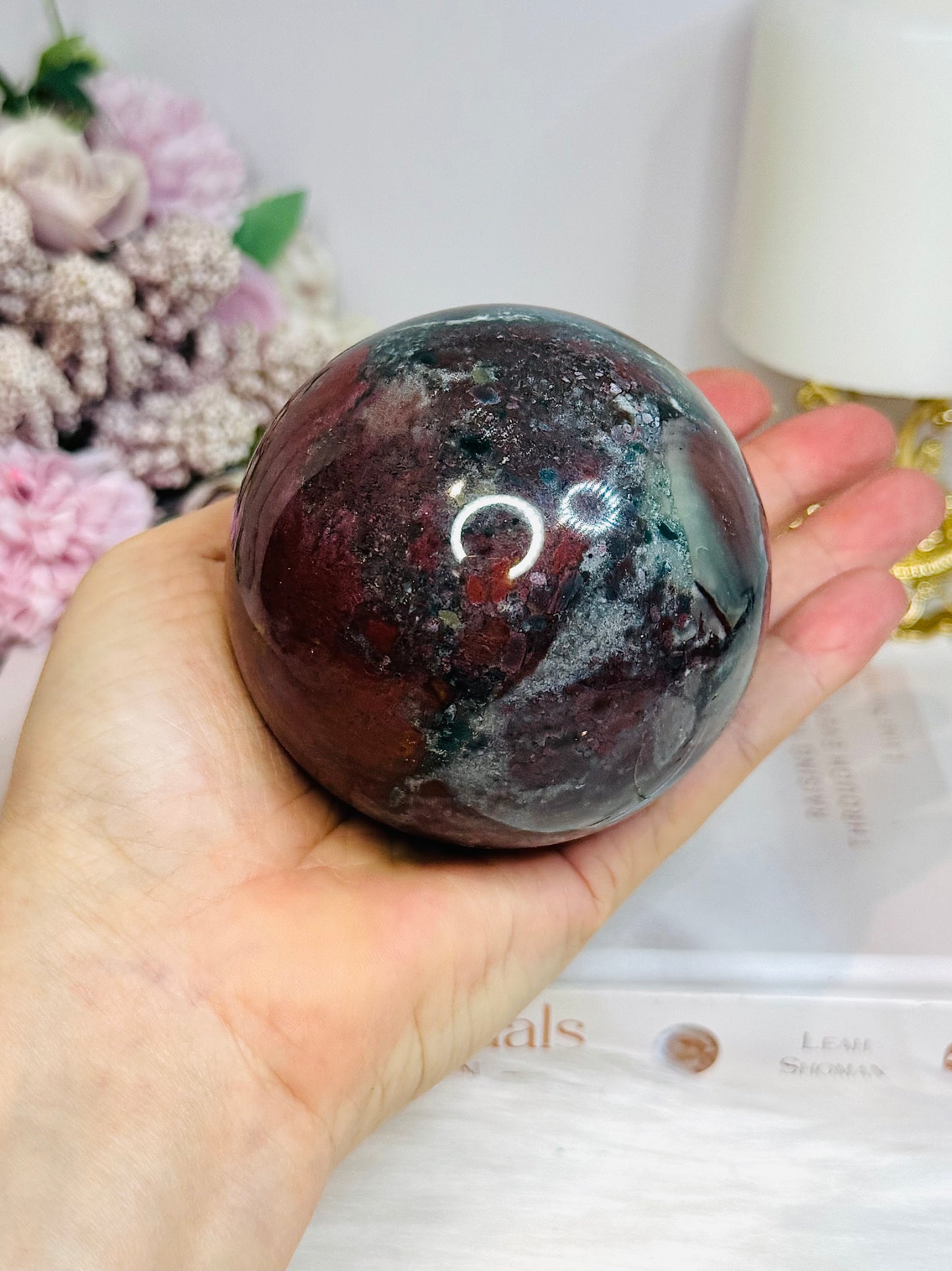 Large Jasper Sphere On Stand 620g