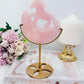 Gorgeous Rose Quartz Carved Rocking Horse On Gold Stand Tall 21cm