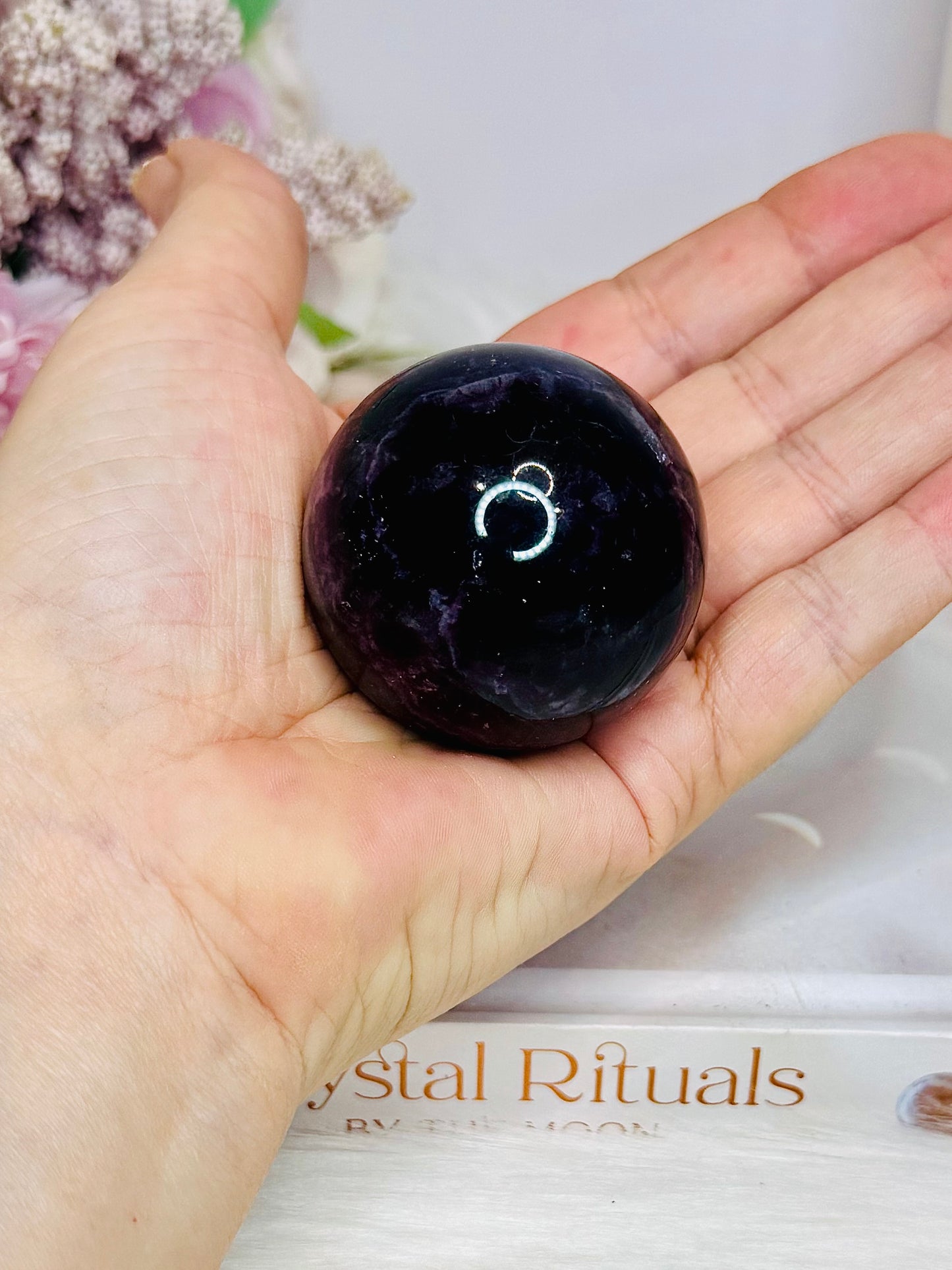 High Grade Purple Fluorite Sphere on Stand 160g