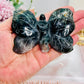 Absolutely Divine Druzy Moss Agate Fairy Carving On Stand