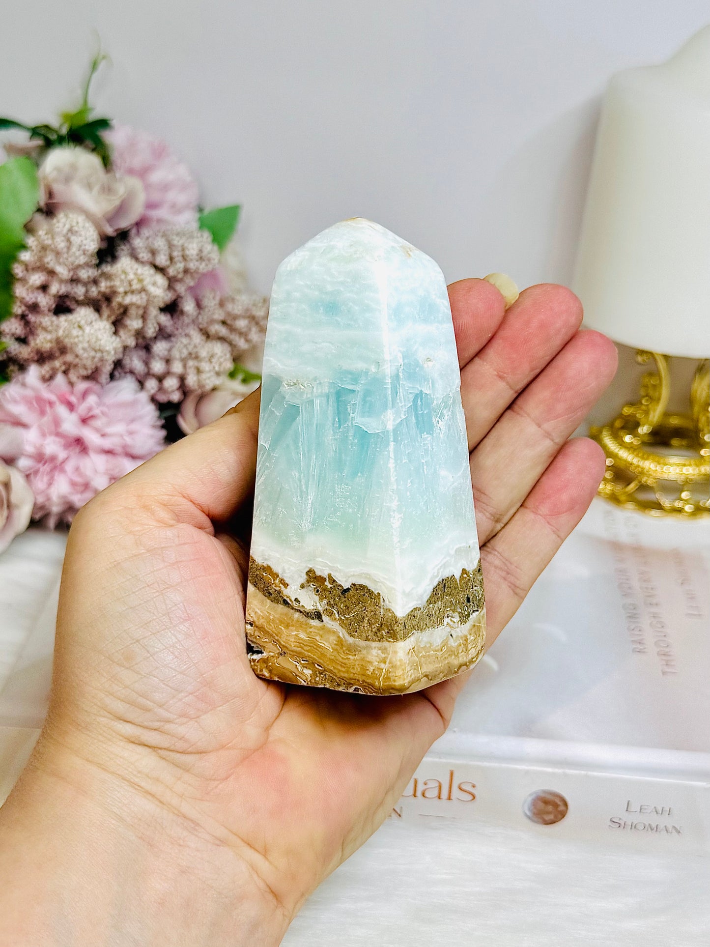 Caribbean Calcite Chunky Tower | Obelisk 9.5cm 280g