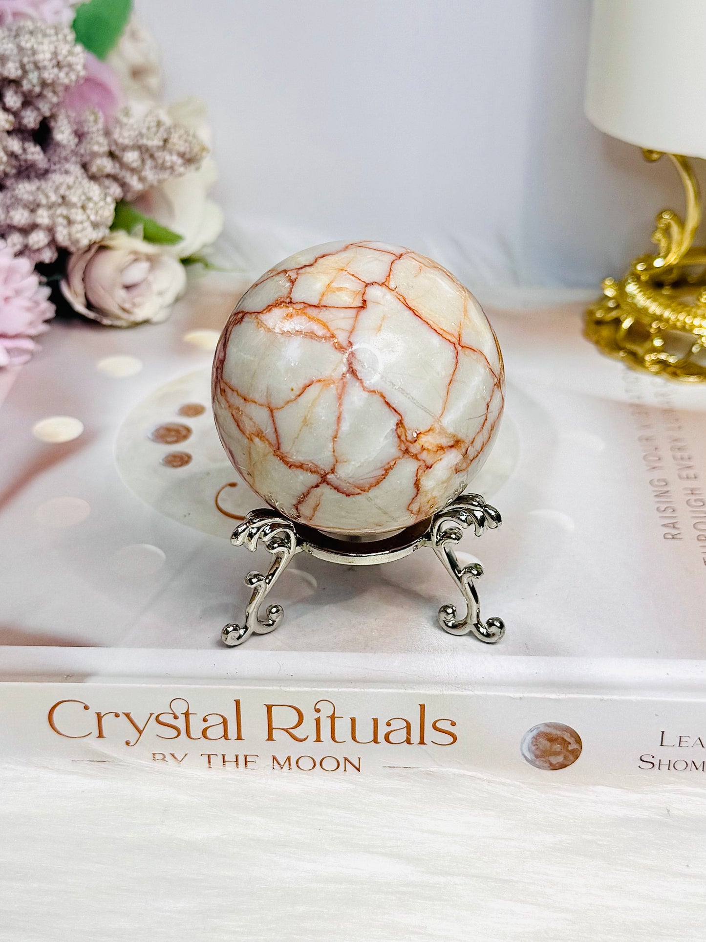 Red Vein Jasper Sphere on Stand 233g