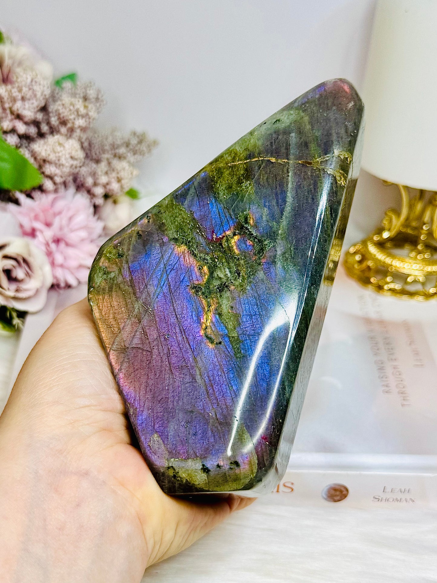 Large Labradorite Freeform with Pink & Purple Flash 847g 13.5cm