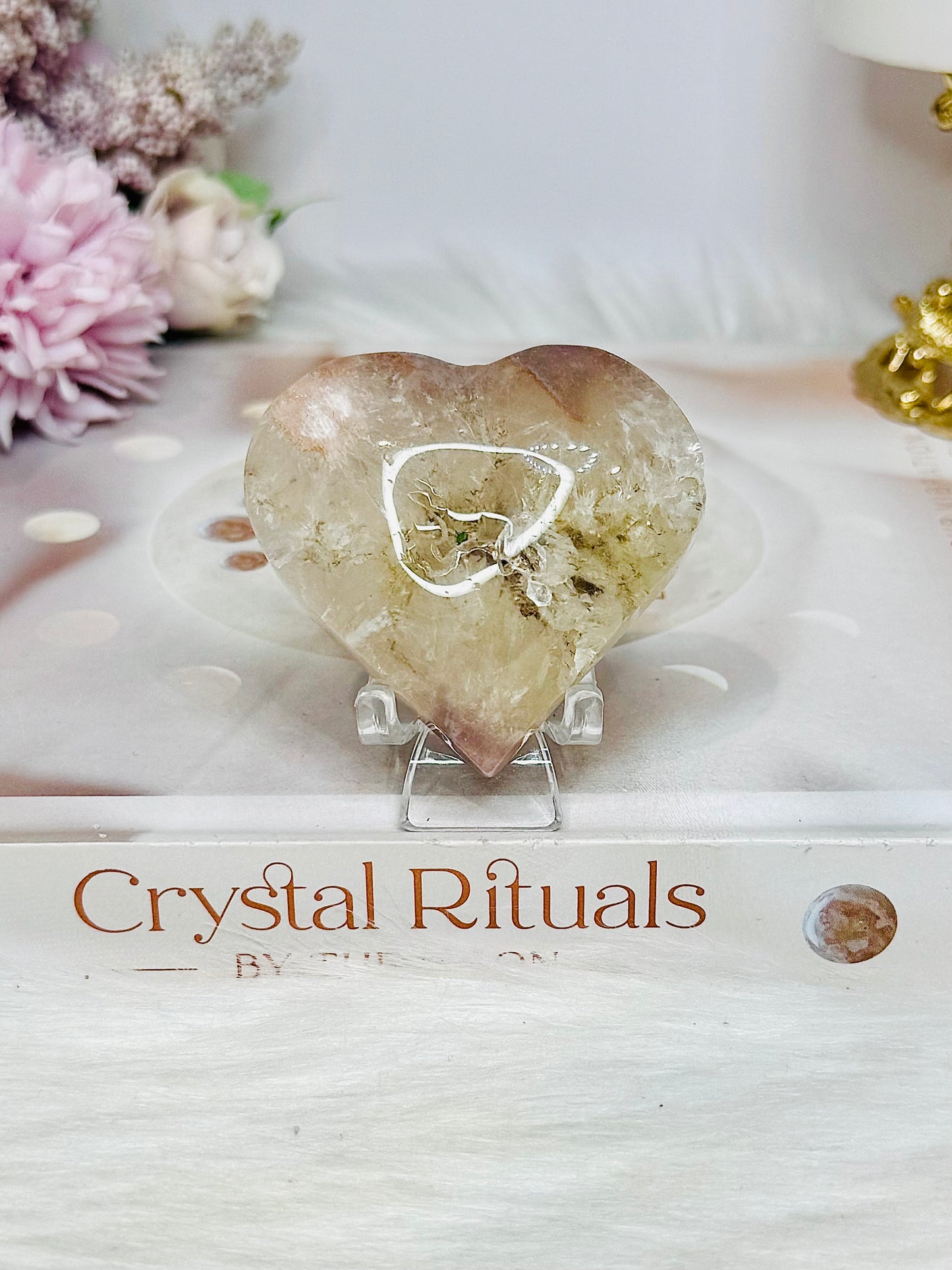 Pink Amethyst Heart On Stand 5cm