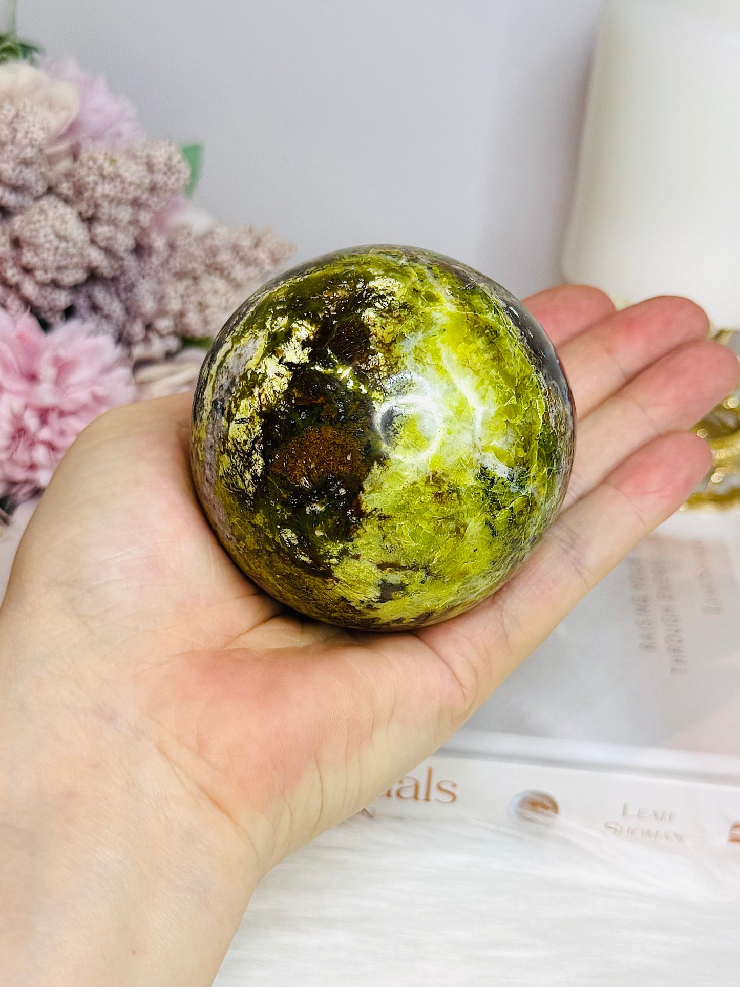 Green Opal Sphere On Stand 401g