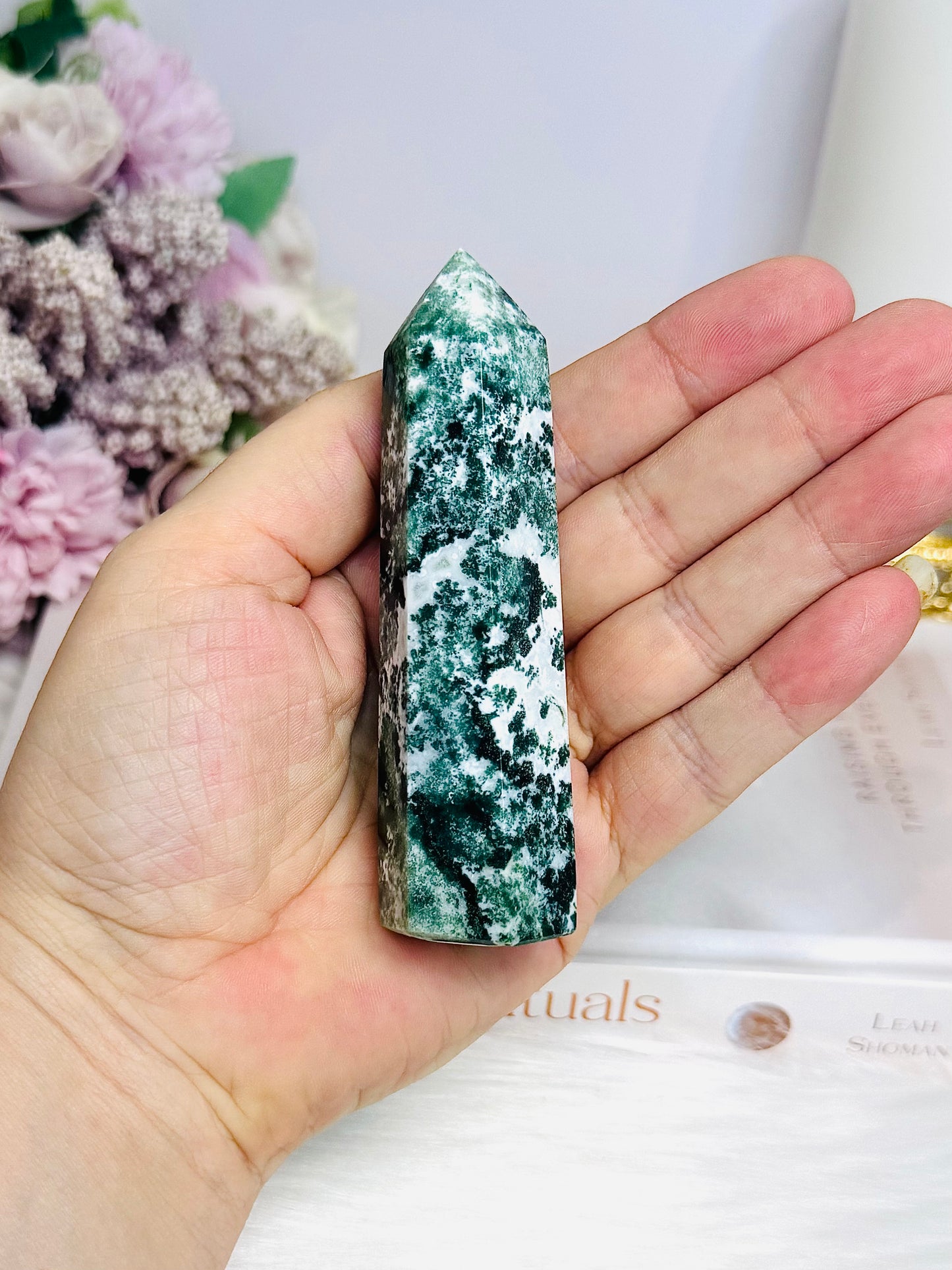 Moss Agate Tower 9.5cm