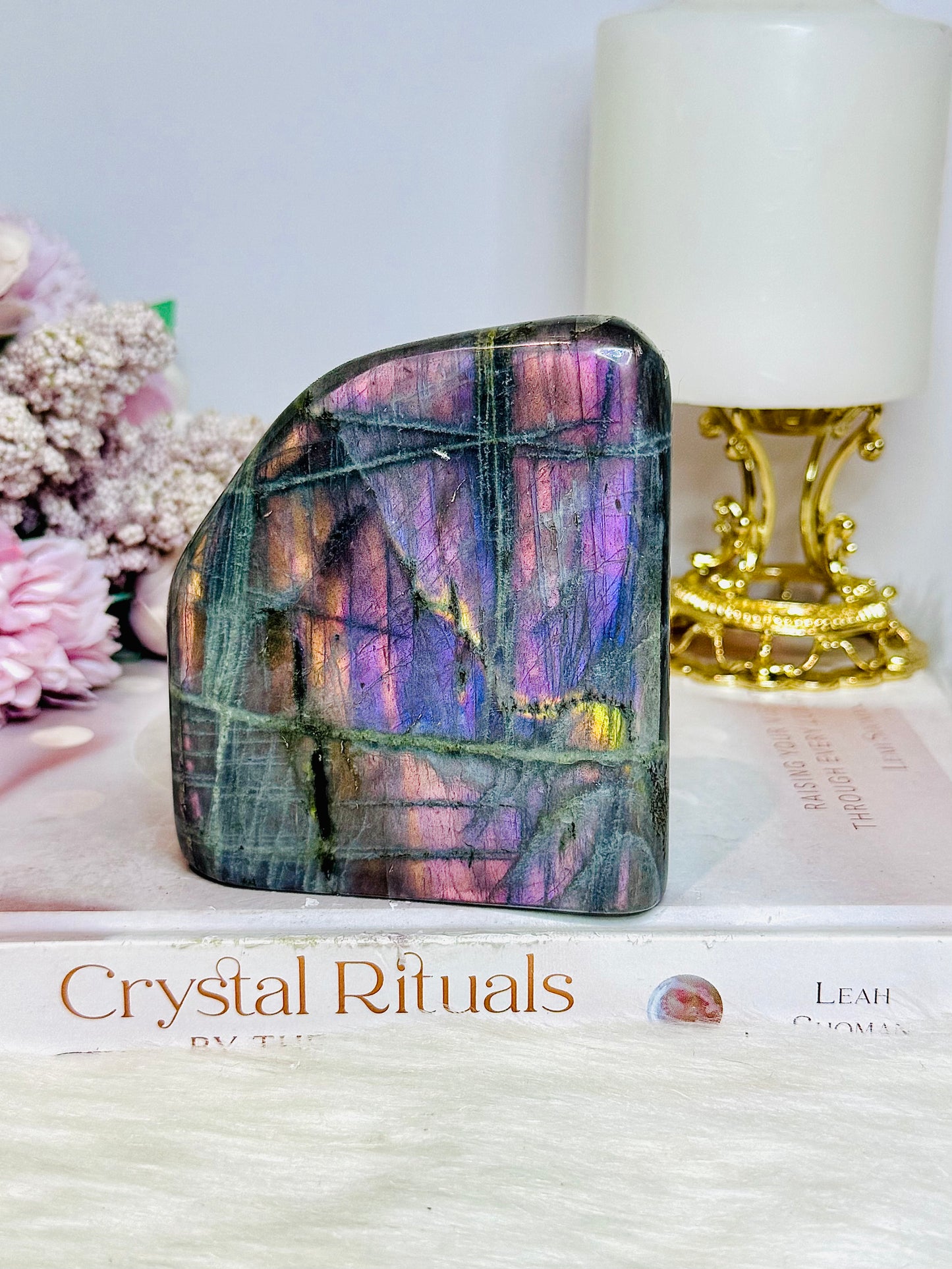 Labradorite Freeform with Pink & Purple Flash 9cm 475g