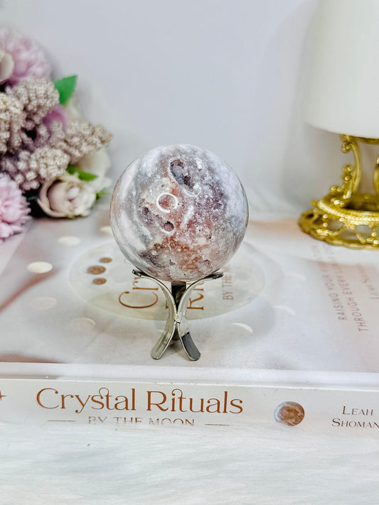Pink Amethyst Druzy Sphere On Stand 171g
