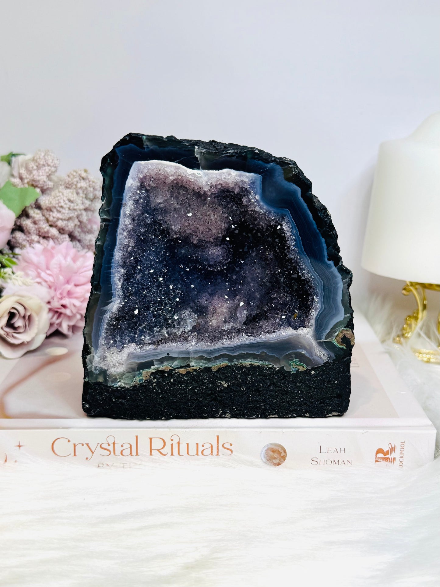 Large Amethyst Agate Druzy Cave 14cm 1.01KG