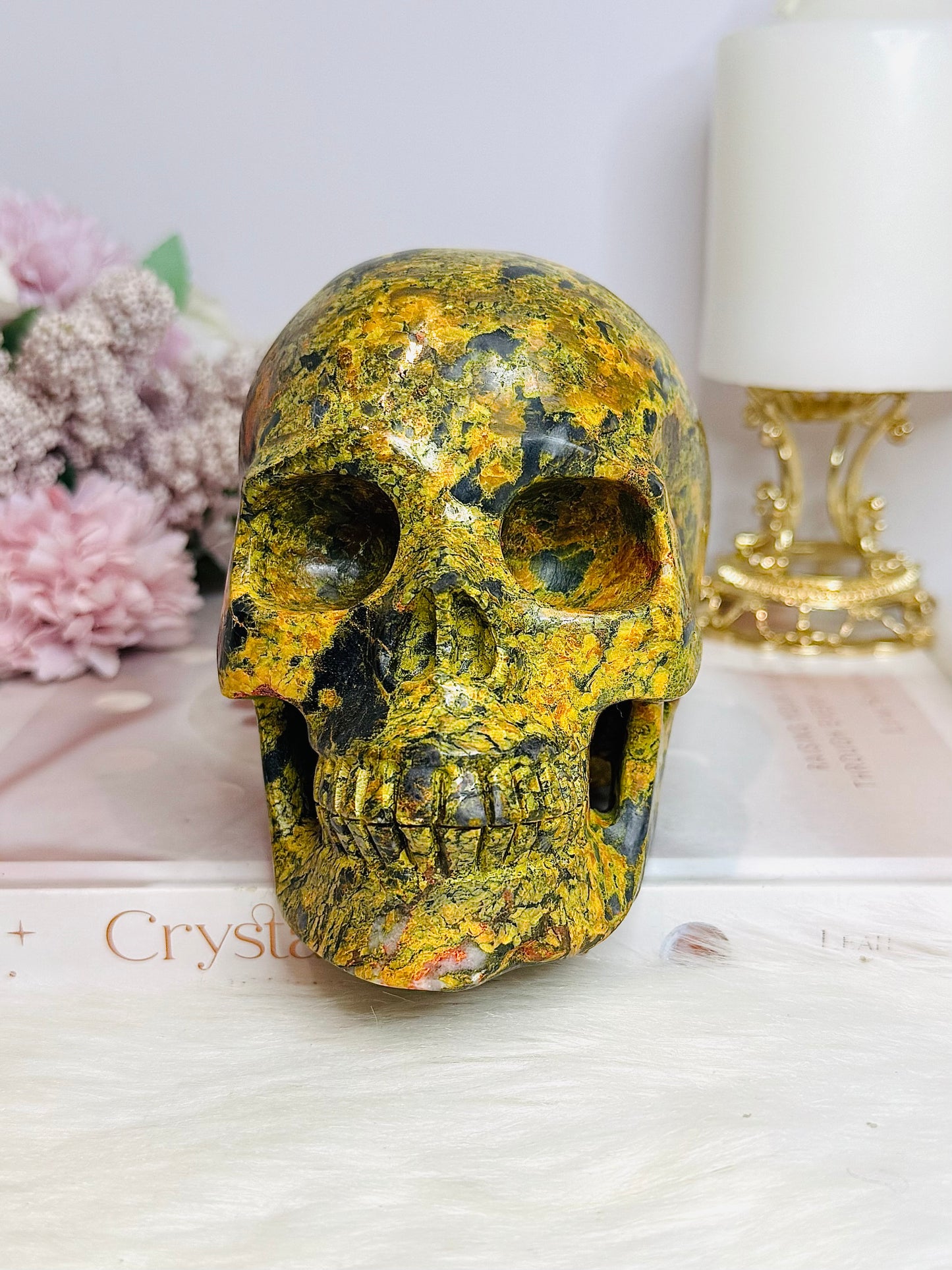 Huge Natural Stone Carved Realgar Skull 1.6KG