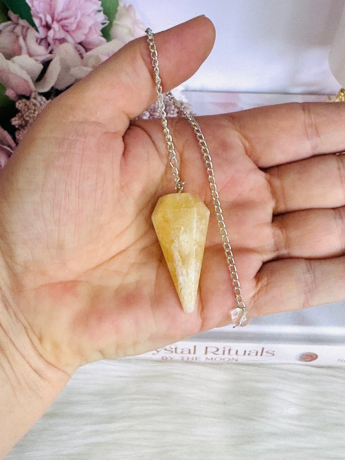 Natural Orange Calcite Pendulum In Gift Bag