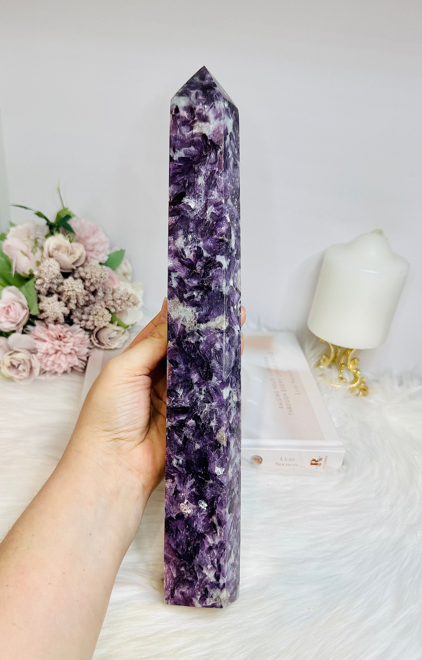 Huge High Grade Purple Mica Tower 33cm 1.4KG