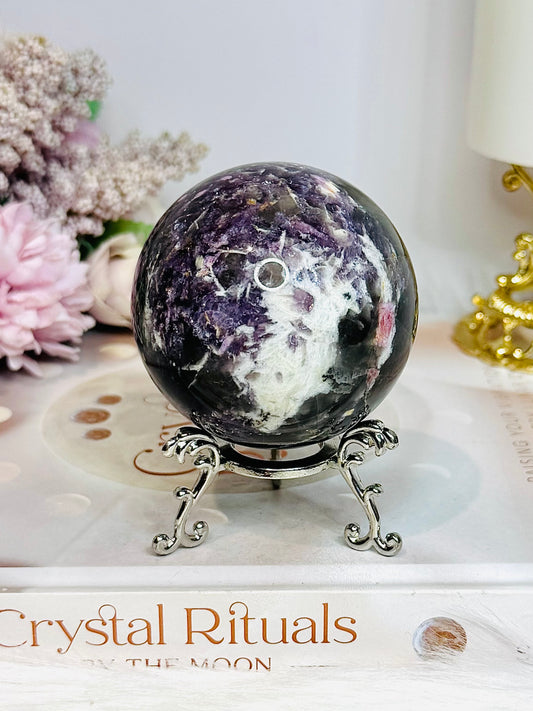Large Pink Purple Tourmaline Sphere on Stand 328g