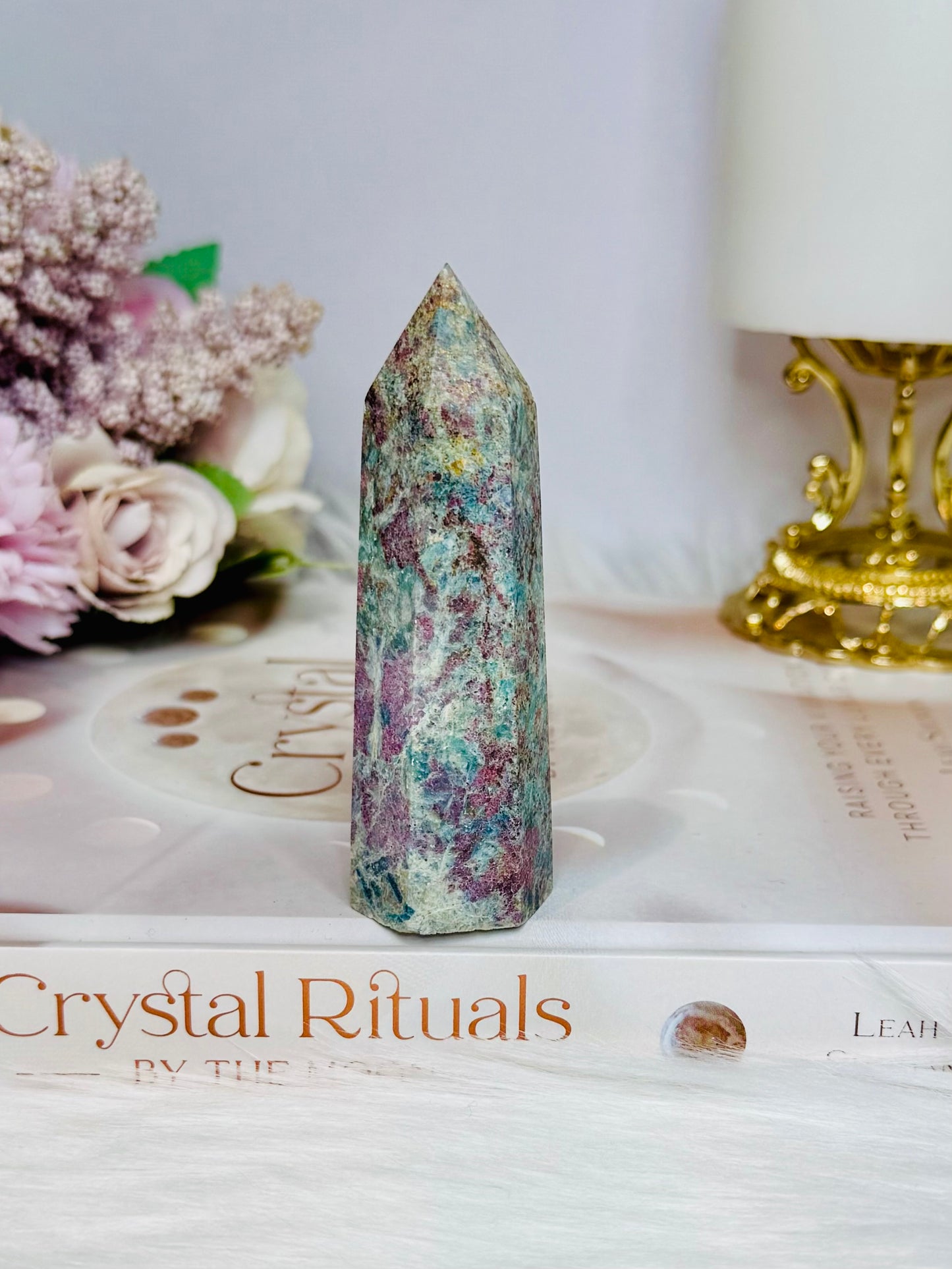 Rare Ruby In Blue Apatite Tower (UV Reactive) 9cm