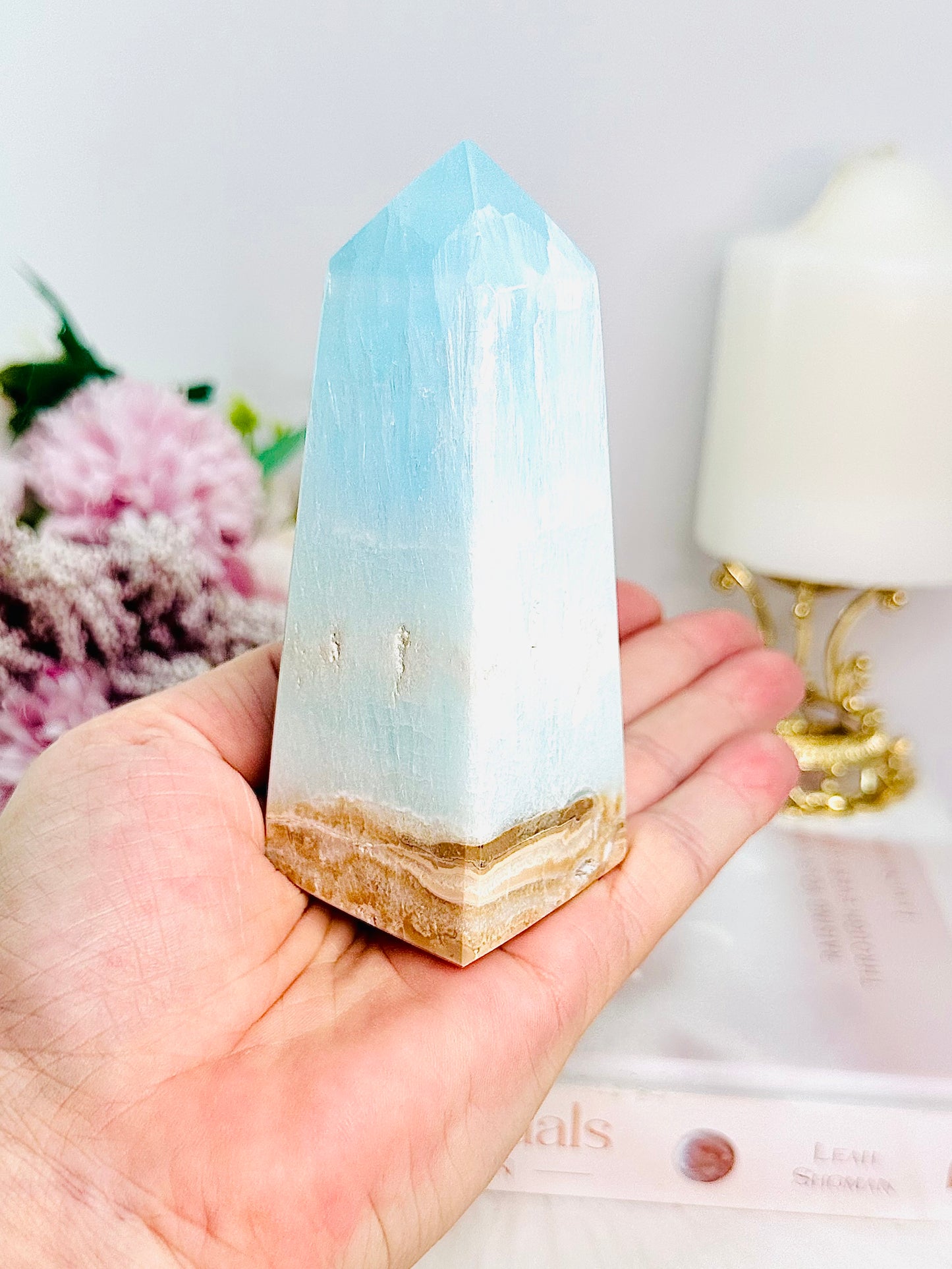 Absolutely Stunning High Grade Caribbean Calcite Chunky Obelisk | Tower 11.5cm