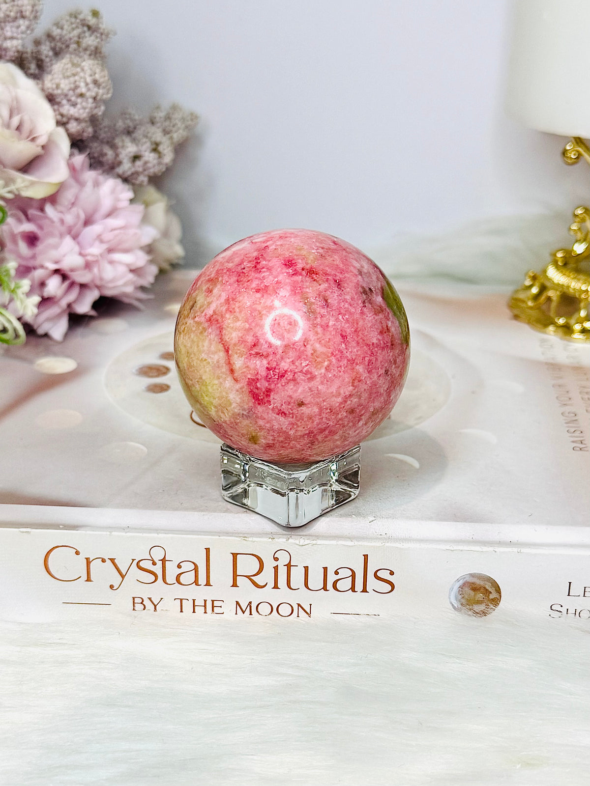 Thulite in Epidote Sphere on Stand 201g