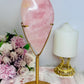 Large Rose Quartz Perfectly Carved Flame On Gold Stand 1.05KG 28cm