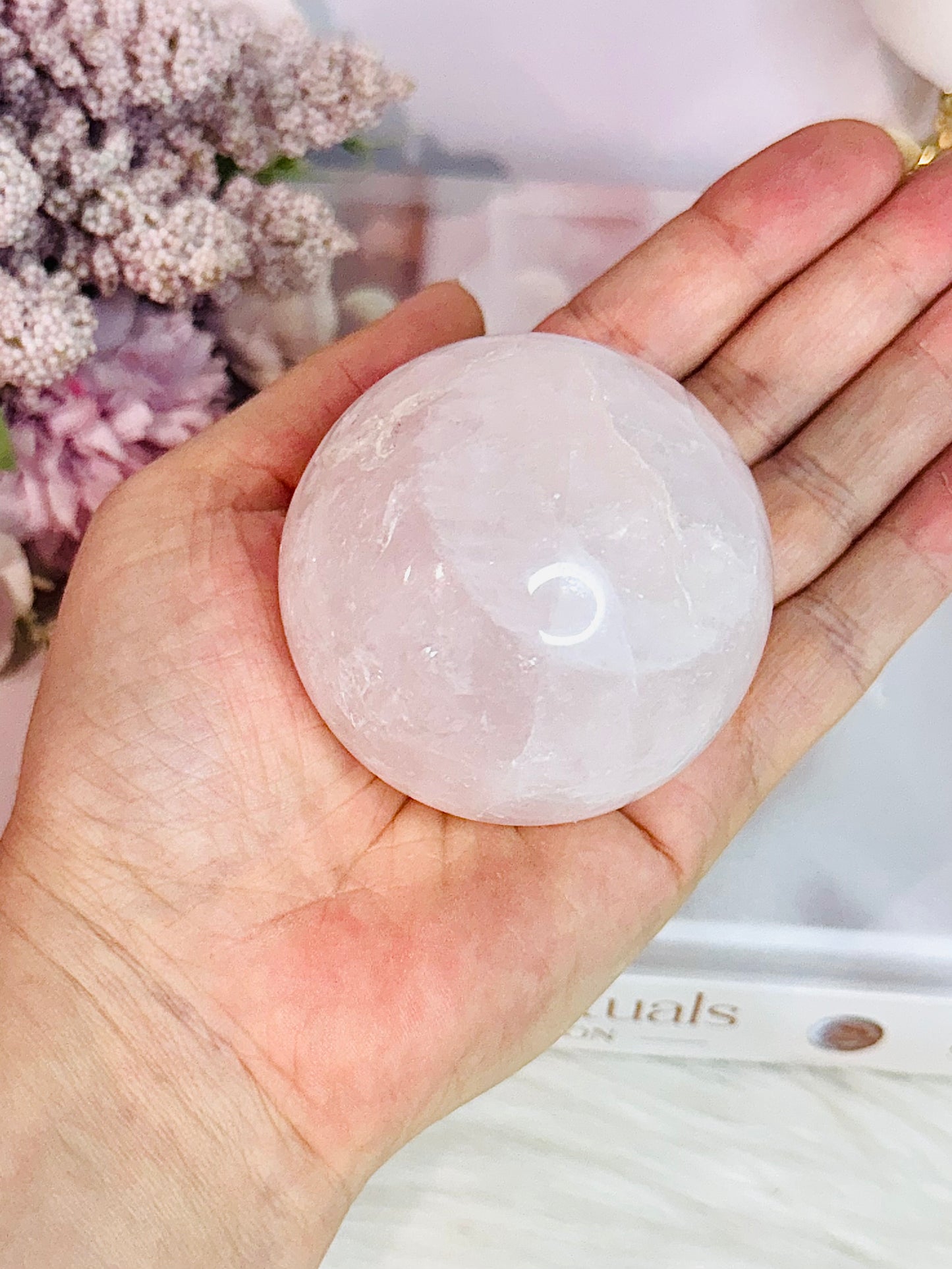 Natural Rose Quartz Sphere On Stand 302grams