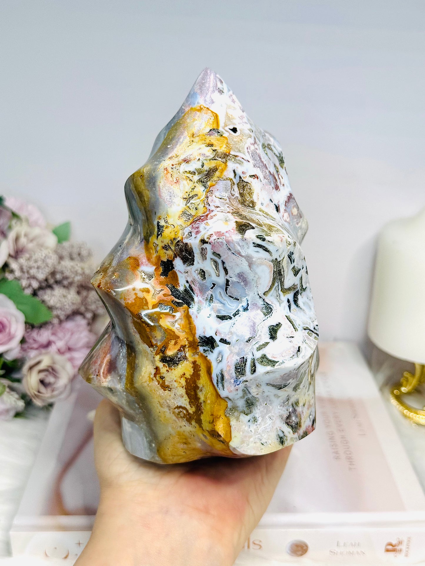 Huge Ocean Jasper Carved Flame 17cm 1.87KG