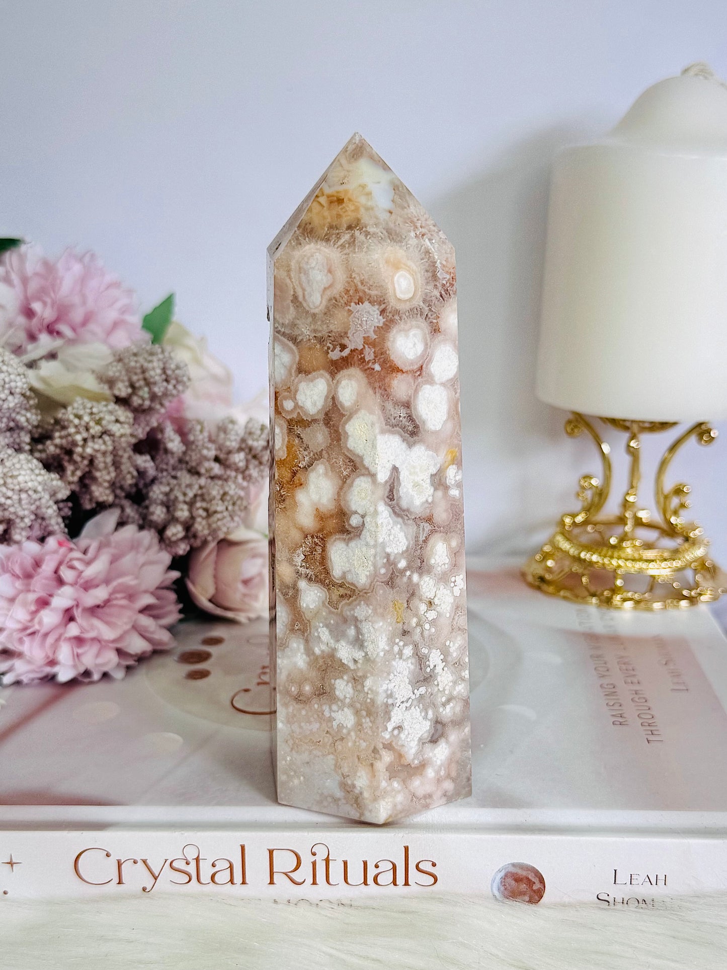 Stunning High Grade Druzy Flower Agate Chunky Tower 14.5cm