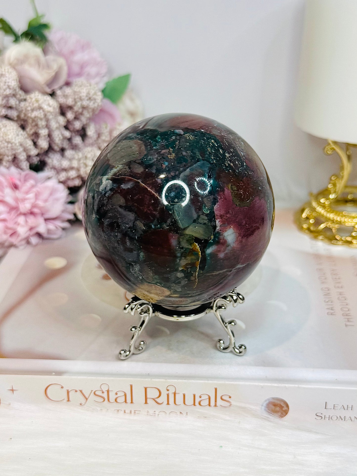 Large Jasper Sphere On Stand 620g