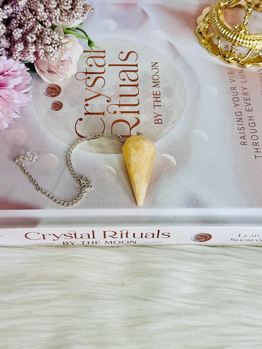 Natural Orange Calcite Pendulum In Gift Bag