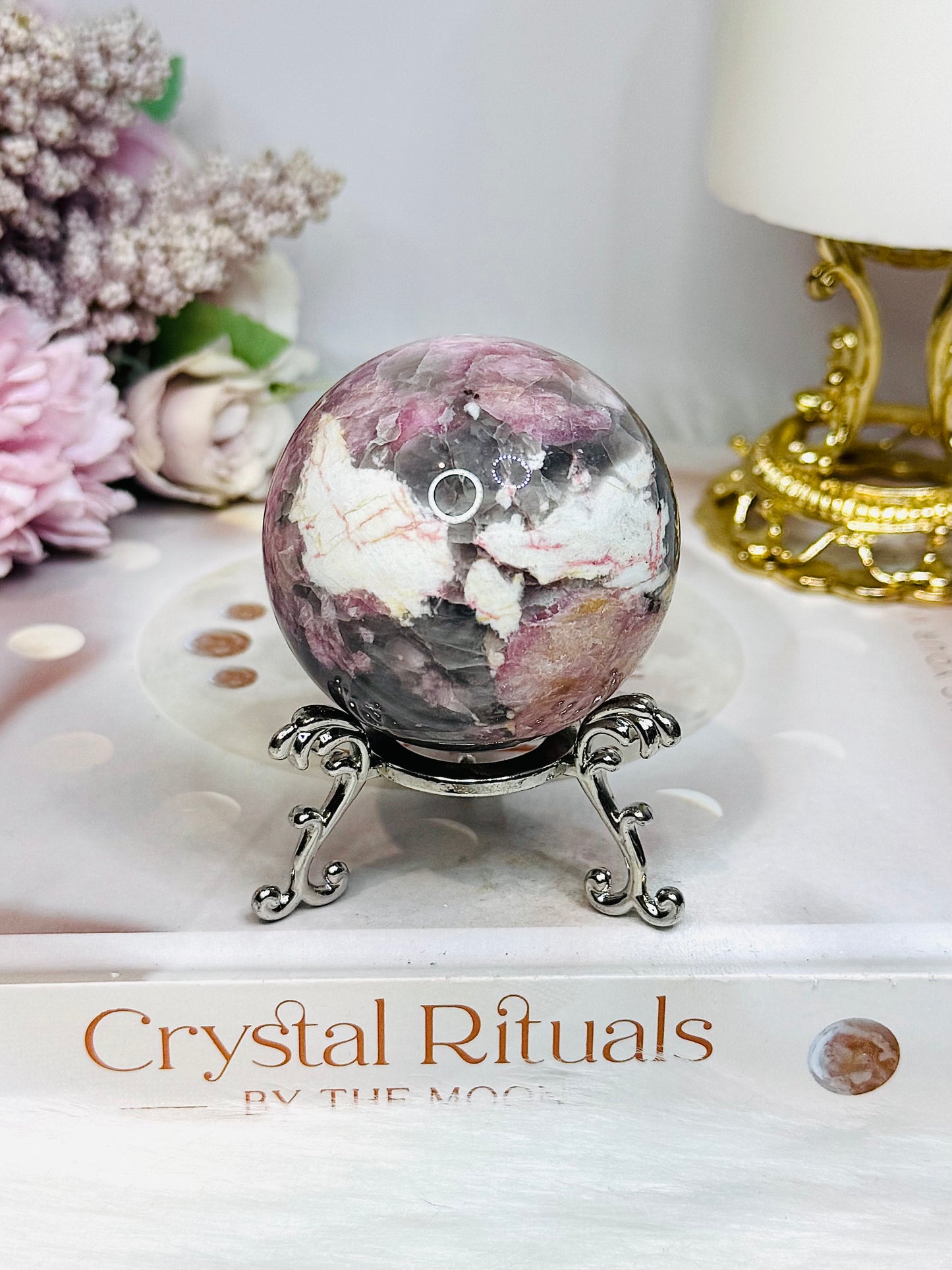 High Grade Pink Tourmaline Sphere on Stand 199g