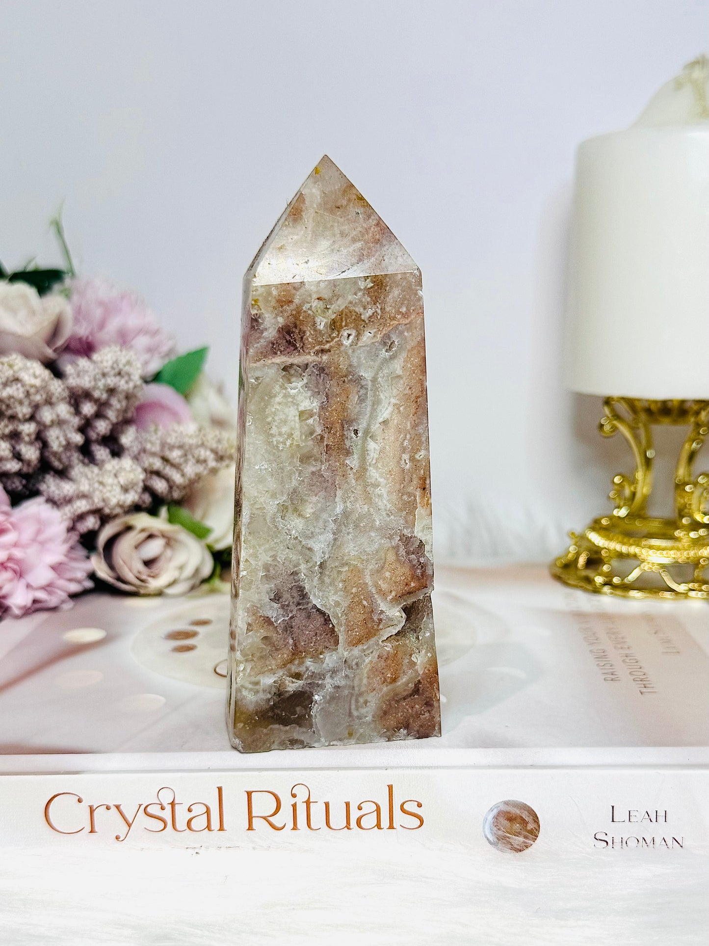 Pink Tourmaline Druzy Tower 12cm