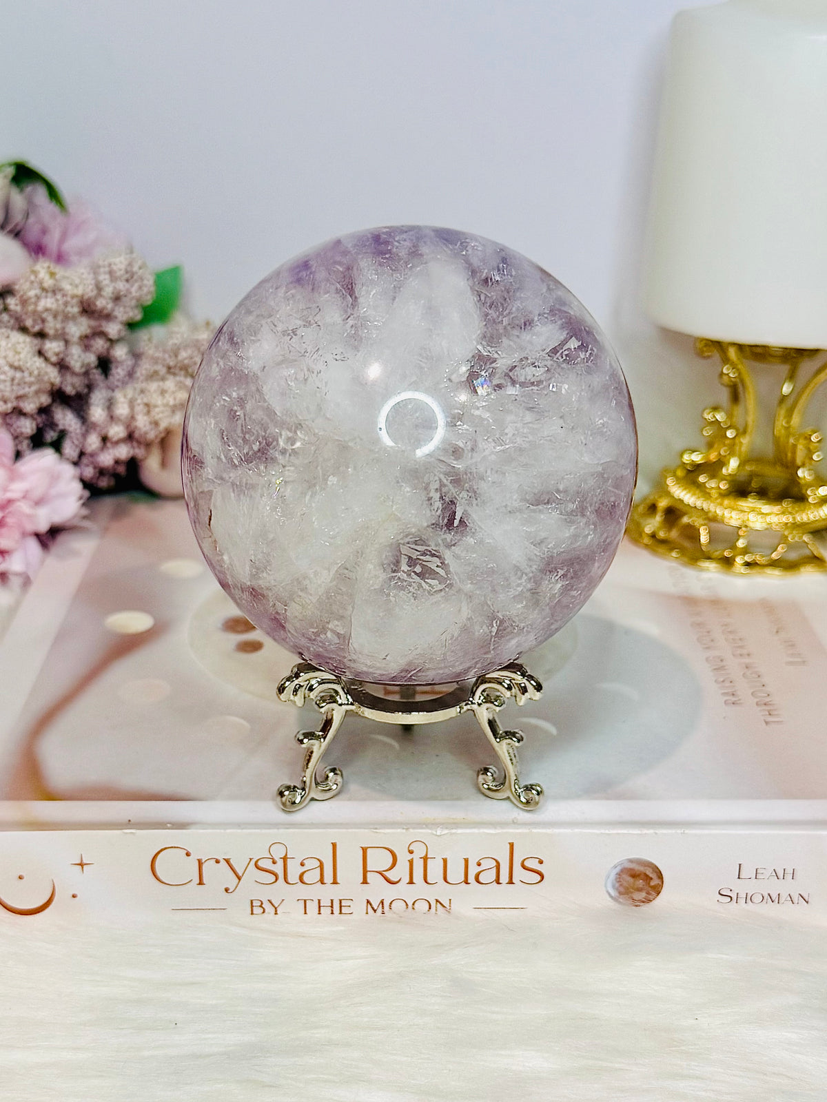 Large High Grade Purple Agate Sphere on Stand 851g