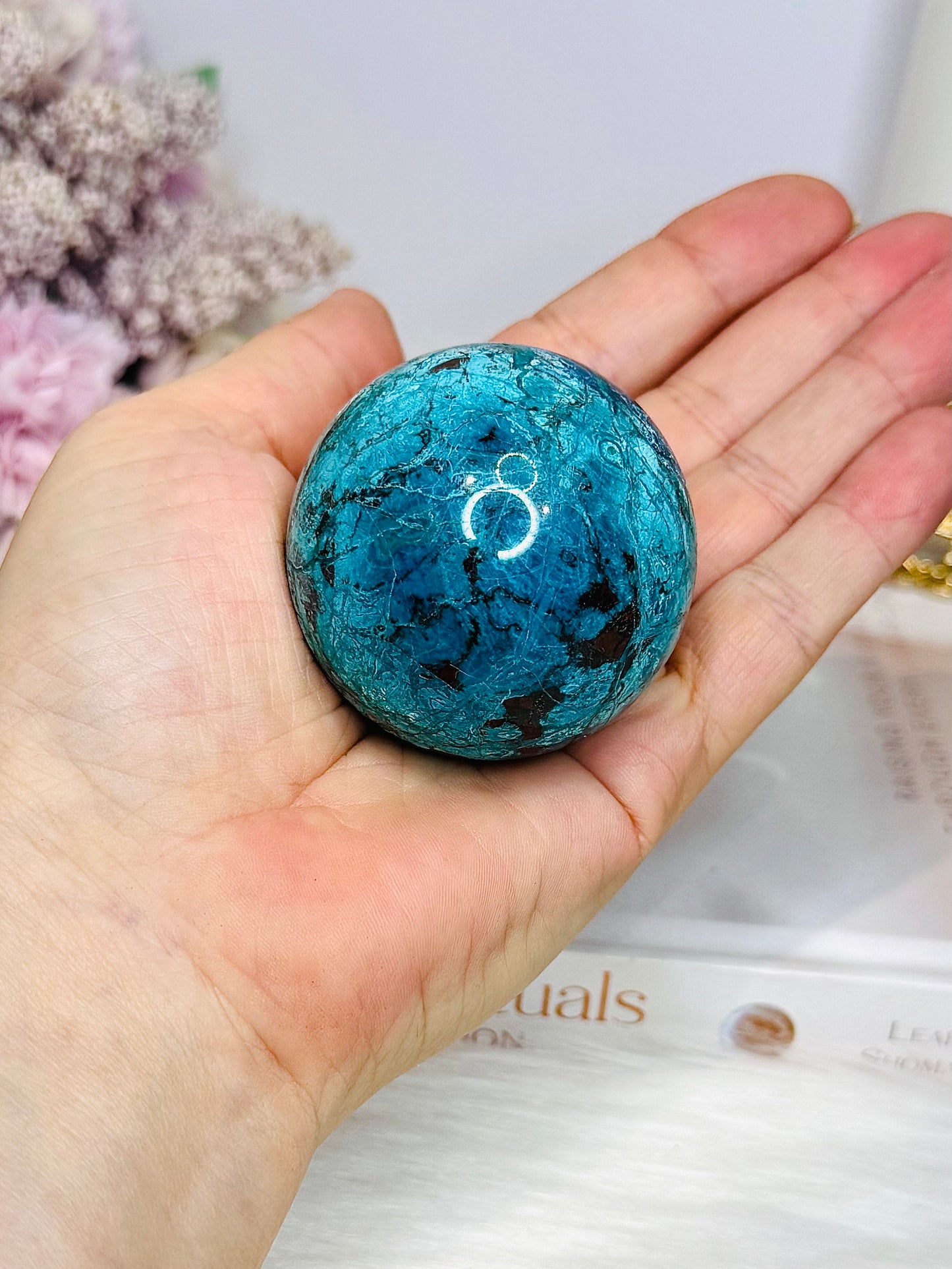 High Grade Chrysocolla Sphere on Stand 181g