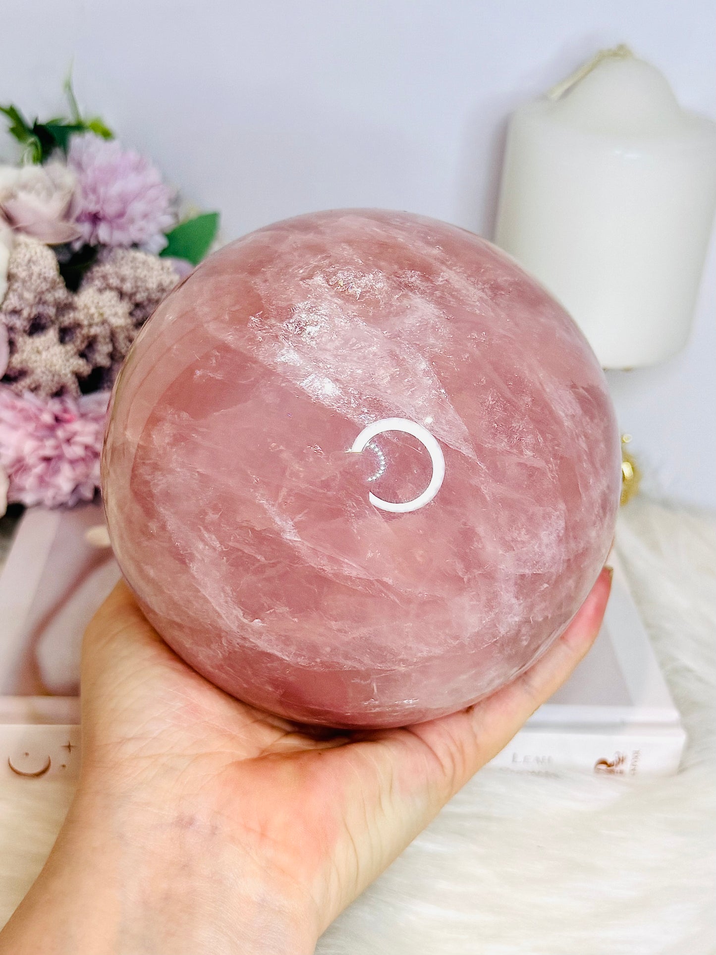Huge Rose Quartz Sphere 3KG on Stand