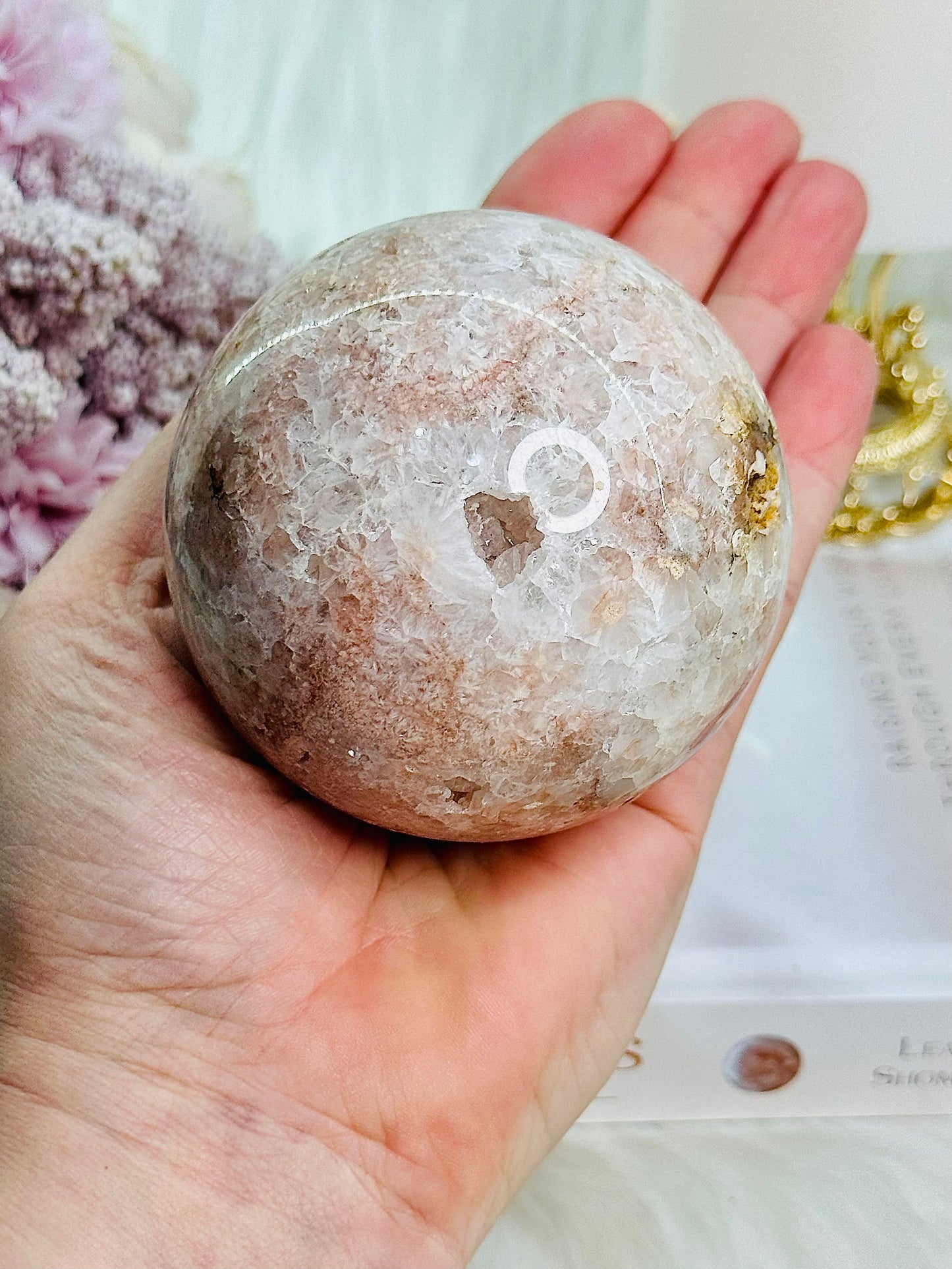 Soothe & Calm The Mind ~ Absolutely Stunning Large 520gram Druzy Pink Amethyst Sphere on Stand (Glass stand in pic is display only)