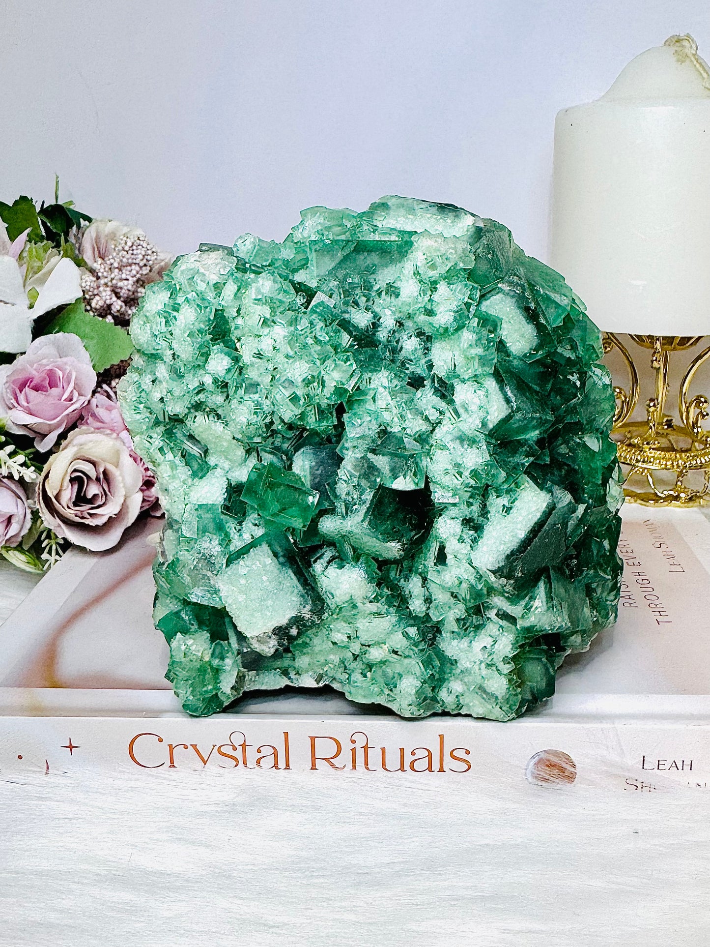 High Grade Green Cubed Fluorite Specimen 12cm 1.15KG