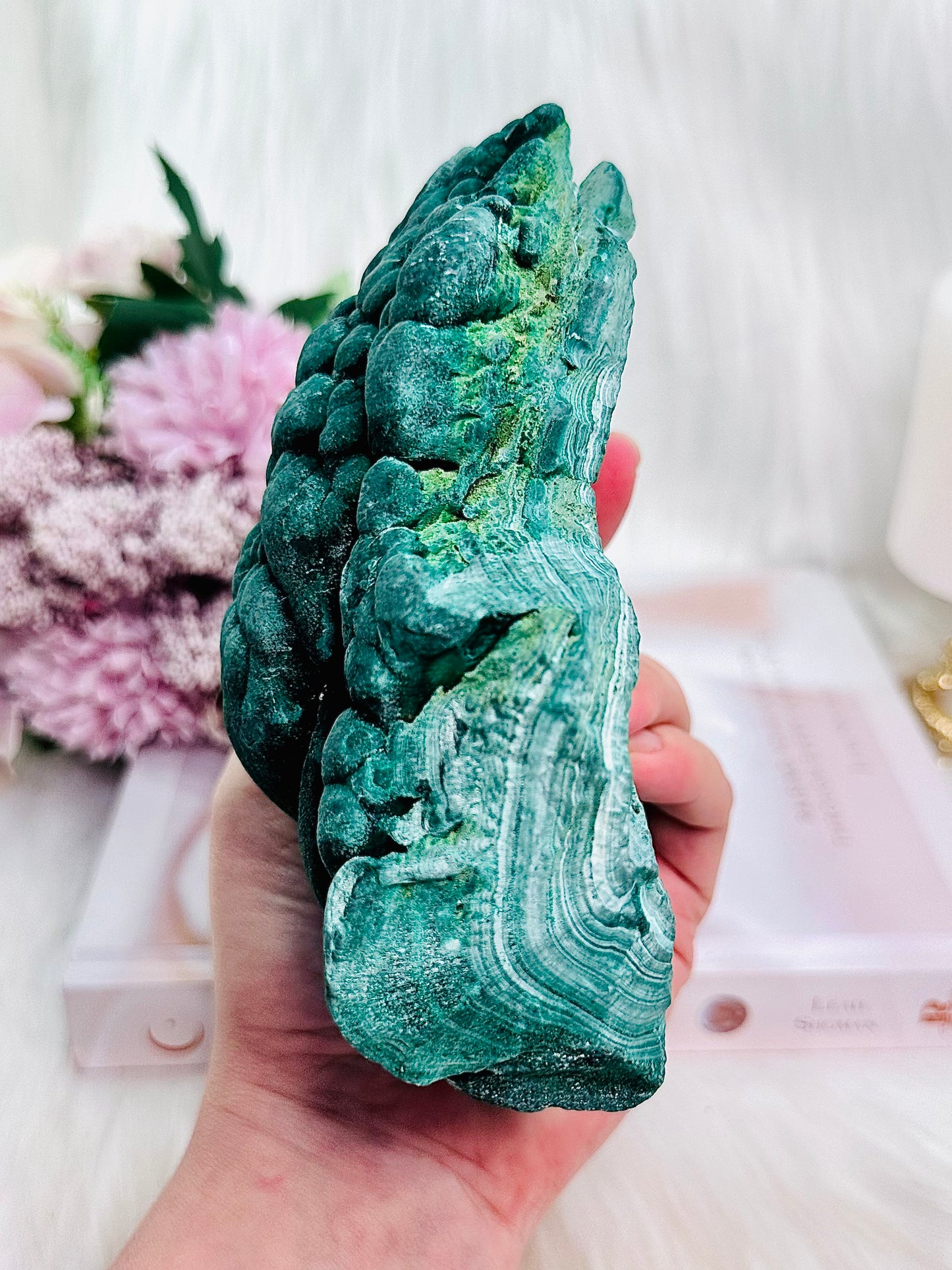 A Collectors Piece ~ Absolutely Incredible Huge 1.6KG Velvet Malachite Natural Specimen On Stand From Congo